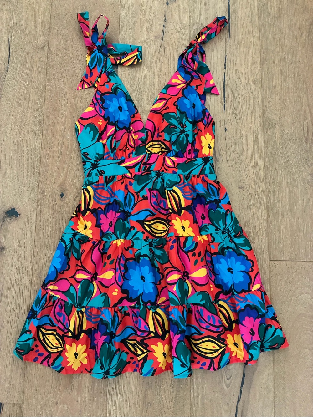 Vibrant Floral Tie-Shoulder Sundress